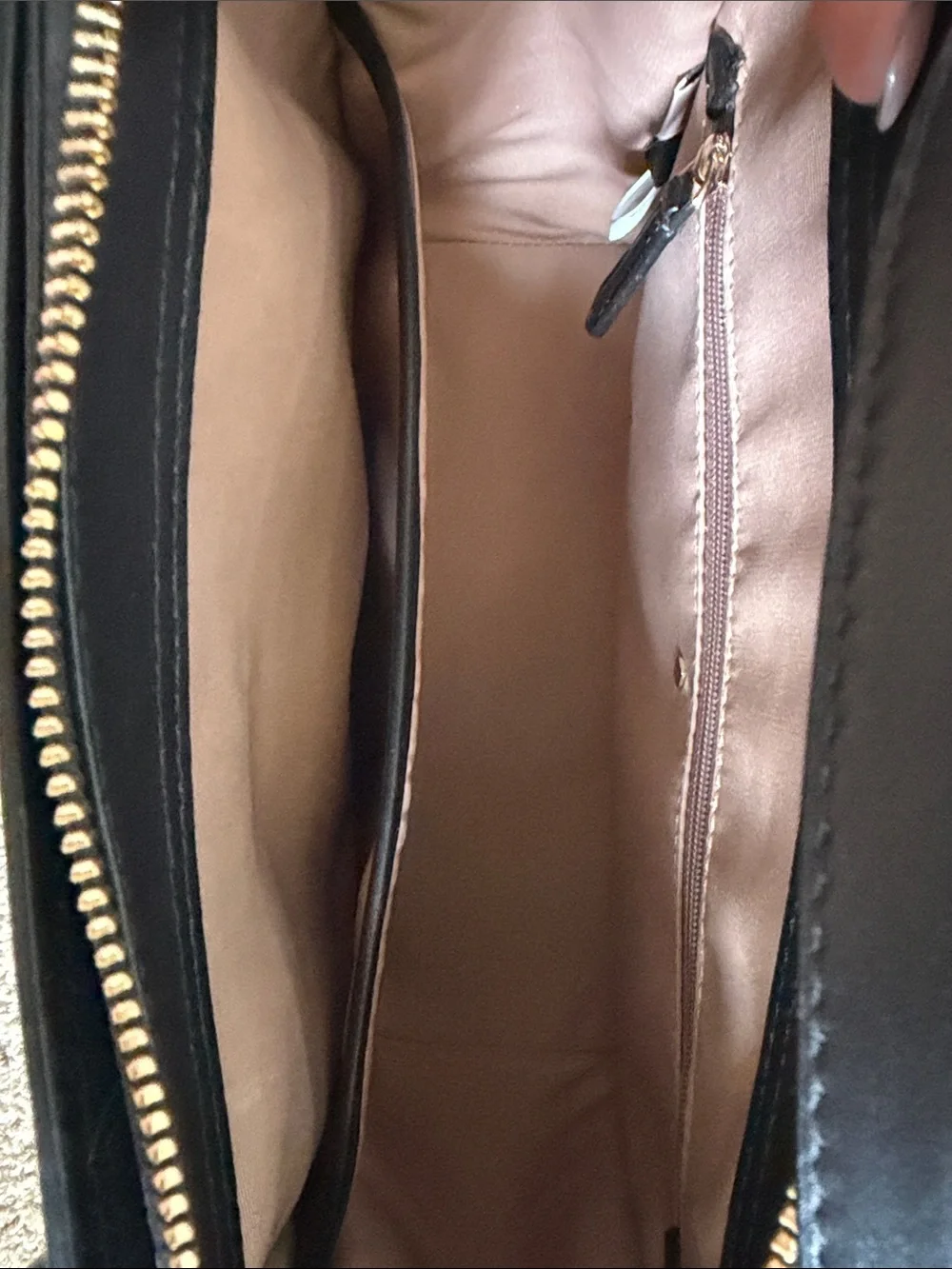 kate spade black leather satchel with gold hardware accents
